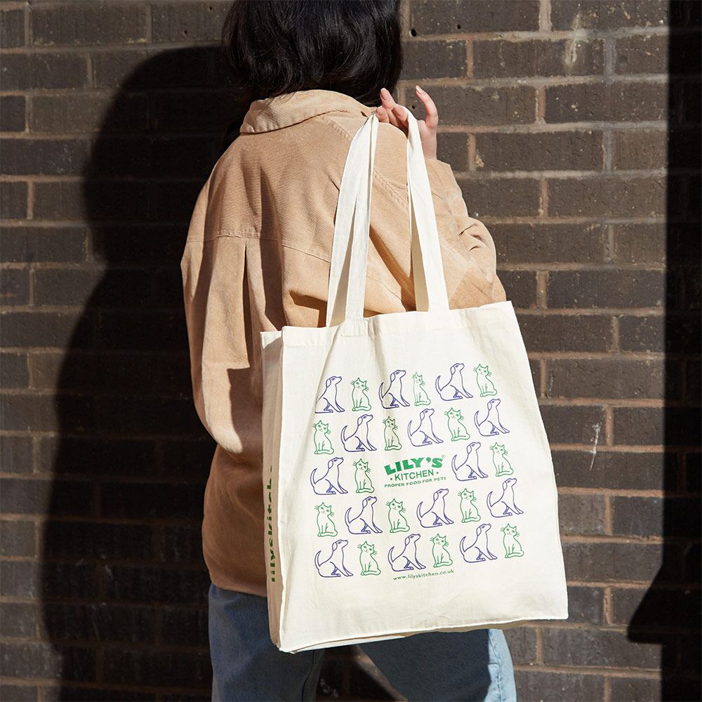 natural-cotton-tote-bag-with-long-handles-personalised-with-lilys-kitchen-logo Natural Cotton Tote Bag with Long Handles Personalised with Lilys kitchen logo - Direct from Manufacturer