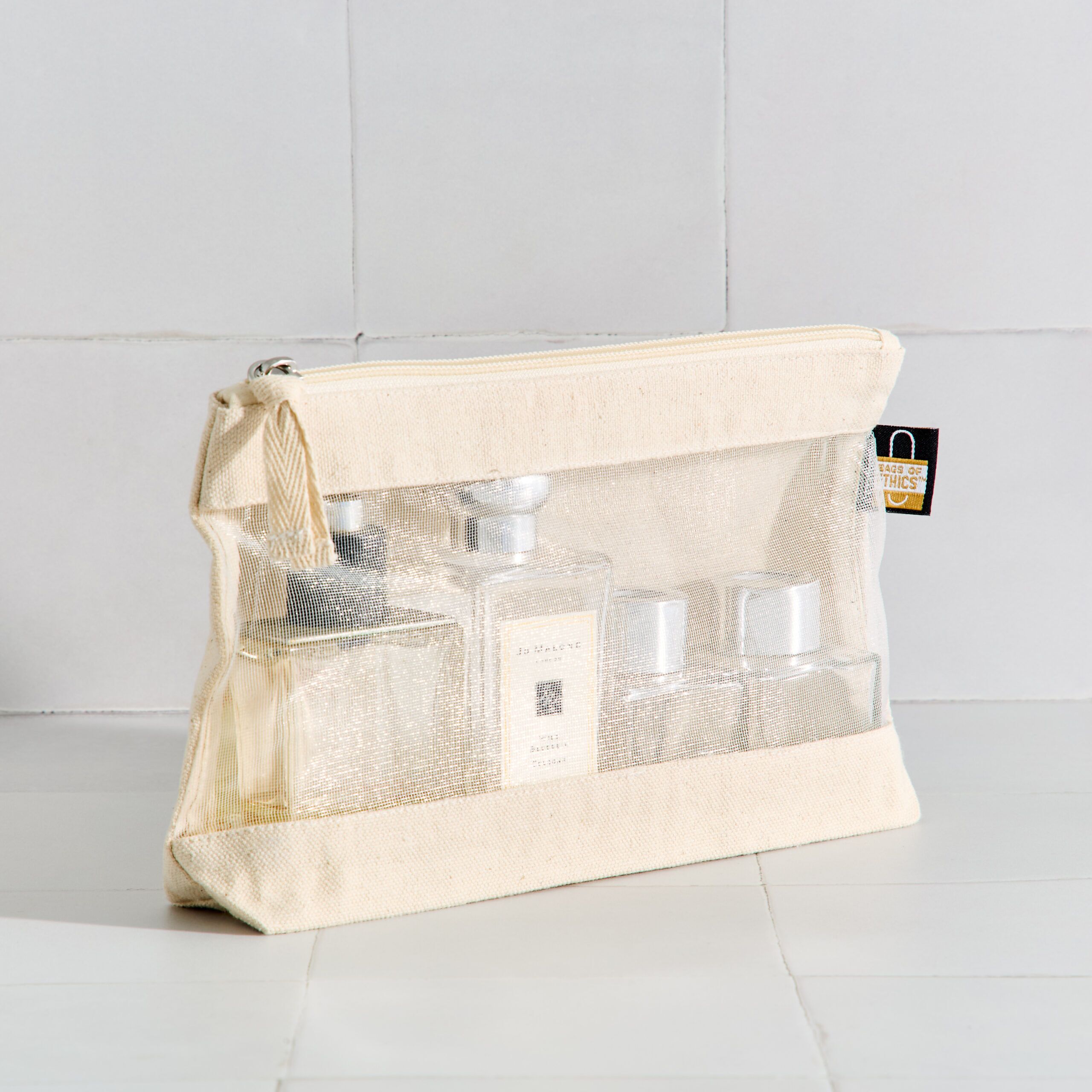 Eco-friendly Canvas Pouch Bag with Mesh Window 1 Pouch Bag with Mesh Window